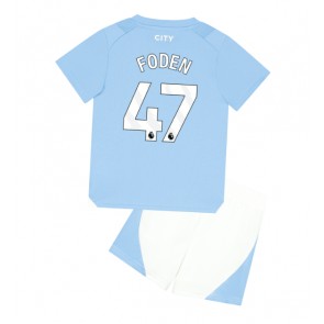 Manchester City Phil Foden #47 Dětské Domácí dres komplet 2023-24 Krátký Rukáv (+ trenýrky)